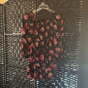 art class Black and Pink Floral Kids Casual Dress